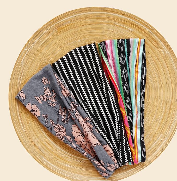 AKTVSHOW Boho Headbands for Women Fashion Wide Headband Non-Slip Head Band for Women's Hair Wide Thick Sweat Hair Bands, Trendy Hair Accessories for Women's