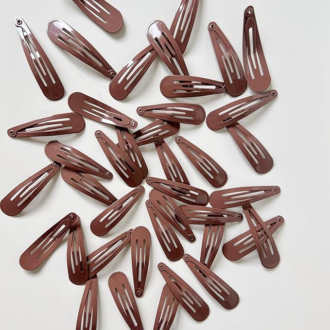 40 Pcs 2 Inch colorful Metal Snap Hair Clips No Slip Hair Barrettes For Women Hair Accessories(Brown)