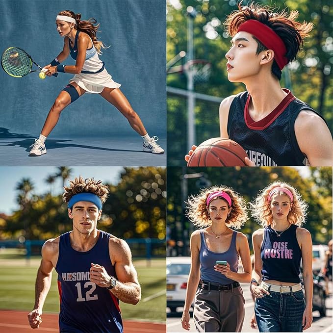 3PCS Headbands for Women Non Slip Elastic Sweat Hairbands Fashion Sports Hair Bands Soft Cloth Fabric Stretchy Headband for Workout Yoga Running