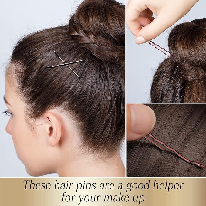 100PCS 2.4Inch Bobby Pins Black,Pain-Free Bobby Pins for All Hair Types,Brown Hair Pins for Women Girls,Hairpins for Buns with Box(Black+Brown)