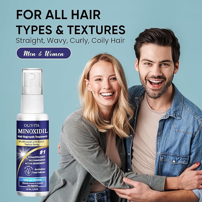 5% Minoxidil for Men and Women Hair Growth: Minoxidil Spray Hair Regrowth Treatment Serum with Biotin & Rosemary -Stop Hair Thinning and Hair Loss For Stronger Thicker Longer Hair
