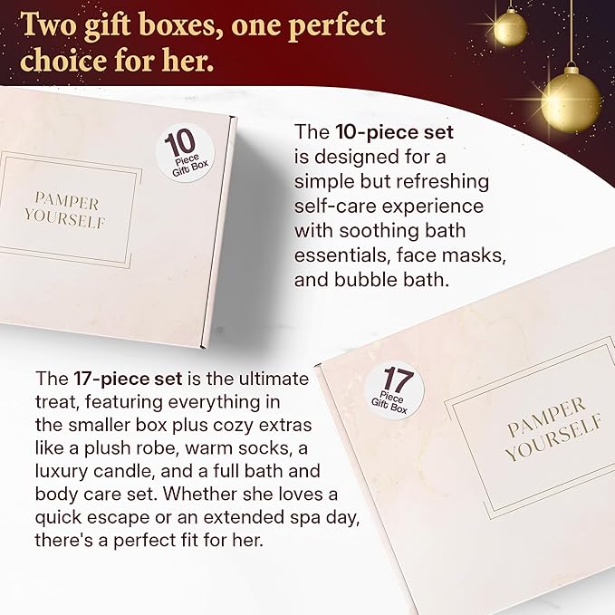 17-Piece Luxury Gift Set with Robe | Complete INFUSÉ White Tea & Coconut Bath Collection | Self-Care Kit with Bath Bombs, Face Masks & Hair Care | Bridesmaid, Mom, Wife, Grandma or Loved Ones