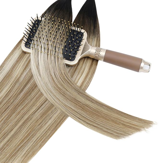 YoungSee U Tip Hair Extensions Human Hair Balayage Utip Hair Extensions Dark Brown Ombre Brown with Blonde Hot Ktip Fusion Hair Extension U Tip Human Hair Extension for Short Hair 14In 50s/50g