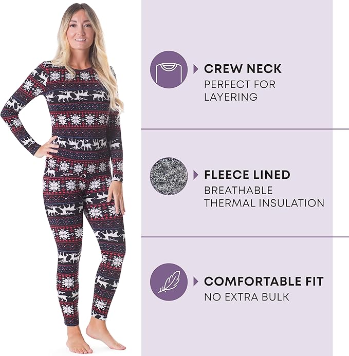 Rocky Thermal Underwear Women Long Johns Womens Thermals Top Bottom Set Fleece Lined Under Wear Clothes Base Layer Thermals