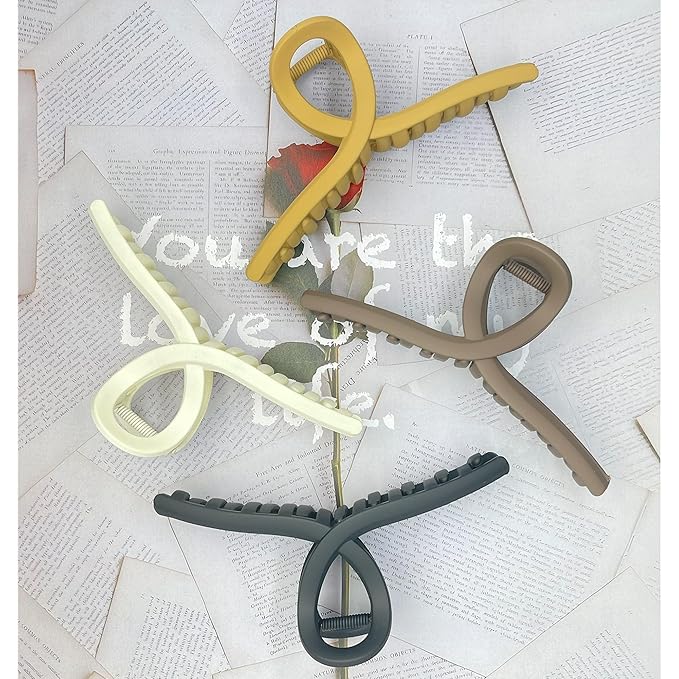 Big Hair Claw Clips 4-Pack 5.9" Non-Slip Hair for Women and Girls with Long, Thick Hair Jelly & Matte Clips (Oval-B 4pcs 5.9")