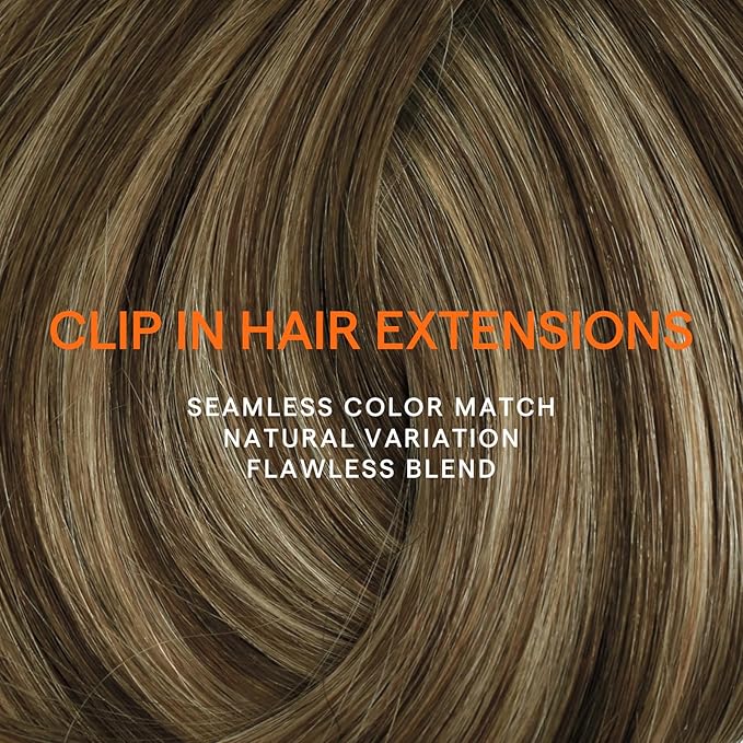 Full Shine Ombre Hair Extensions Dark Brown Ombre Light Brown Mix Honey Blonde Ombre Clip in Hair Extensions Double Weft Seamless Clip ins 18 Inch 7 Pcs 120 G