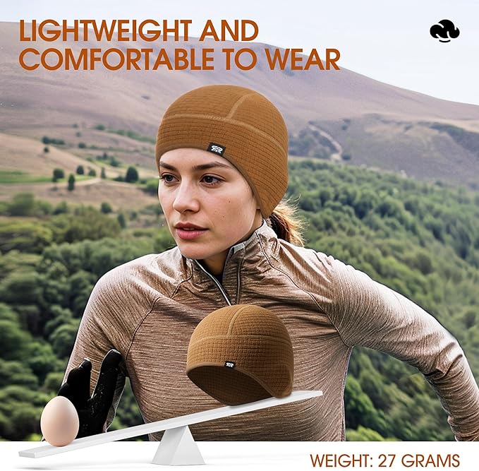 Skull Cap Helmet Liner, Winter Thermal Cycling Cap for Men & Women, Lightweight Cycling Hat for Biking Running Outdoor Work
