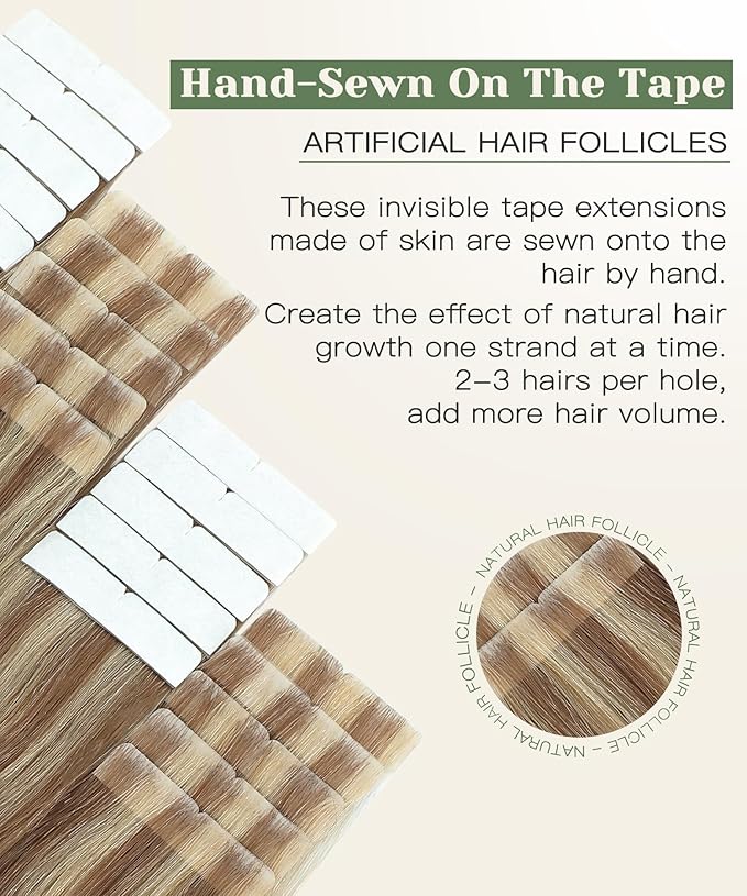 SURNEL Injected Invisiable Tape in Hair Extensions 18 Inch Golden Brown to Caramel Blonde Real Hair Extension Seamless Invisible Tape in Extensions 20Pcs 40g(#102727,18)