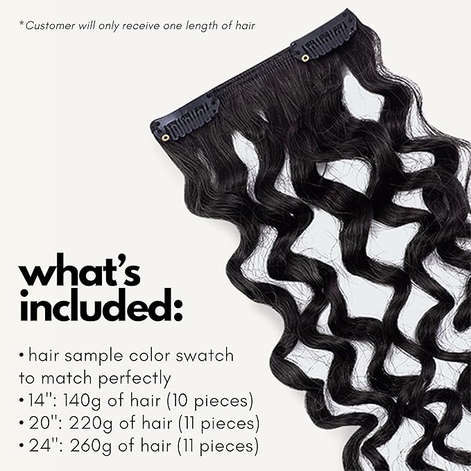 Irresistible Me 3A Curls Real Human Hair Extensions Clip Ins – 100% Human Hair Clip In Extensions for Length & Volume – Invisible Extension – Heat Resistant & Dyeable –Natural Black, 20 Inches