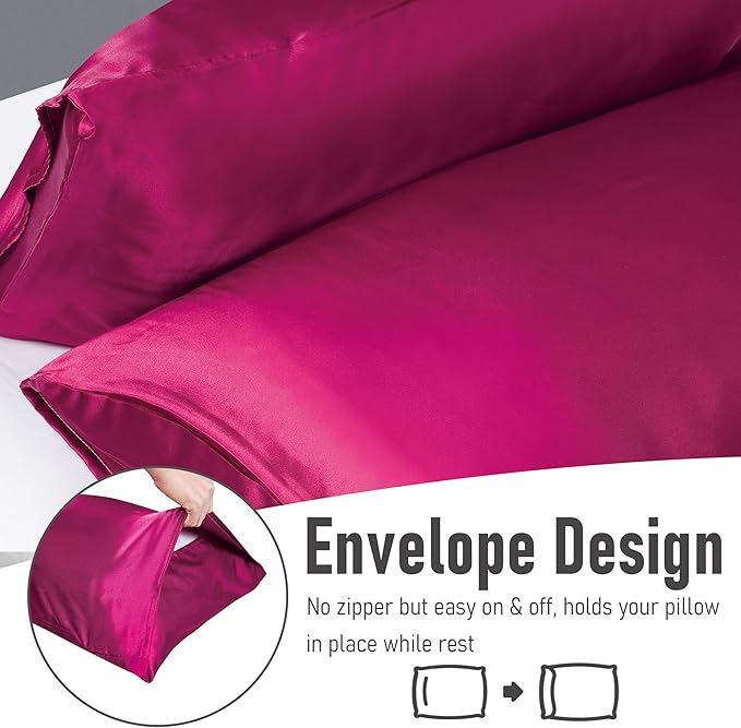 Tyfitb Satin Pillowcase Set for Hair & Skin Care – Cooling, Hypoallergenic, Anti-Frizz, Wrinkle-Free – Soft, Luxurious Pillowcases with Envelope Closure – 2-Pack, King Size 20x36, Gift-Ready