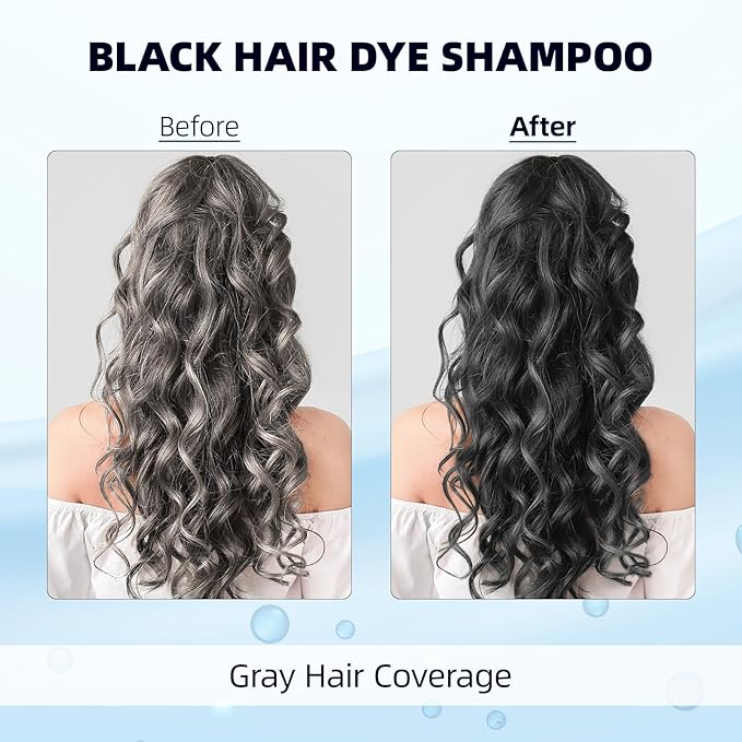 Ivnil Black Hair Dye Shampoo 3 in 1 Semi Permanent Hair Color Shampoo for Women & Men for Gray Hair Coverage, Natural Herbal Ingredients shampoo para pintar el cabello