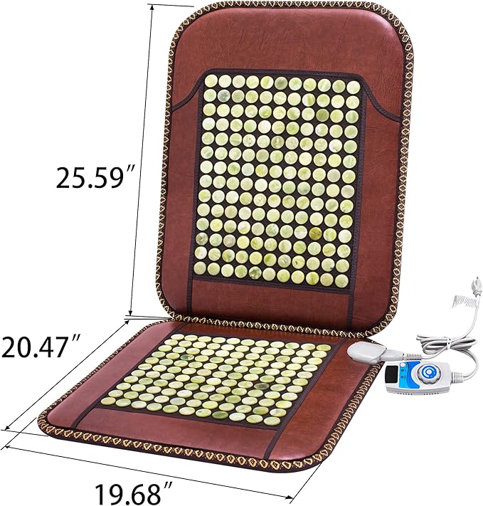 Infrared Heating Pad, Far Infrared Natural Jade Heating Pad, Auto Shut Off, Adjustable Temperature, Gifts for Women/Men/Dad/Mom (Brown, jadeseatback-u)