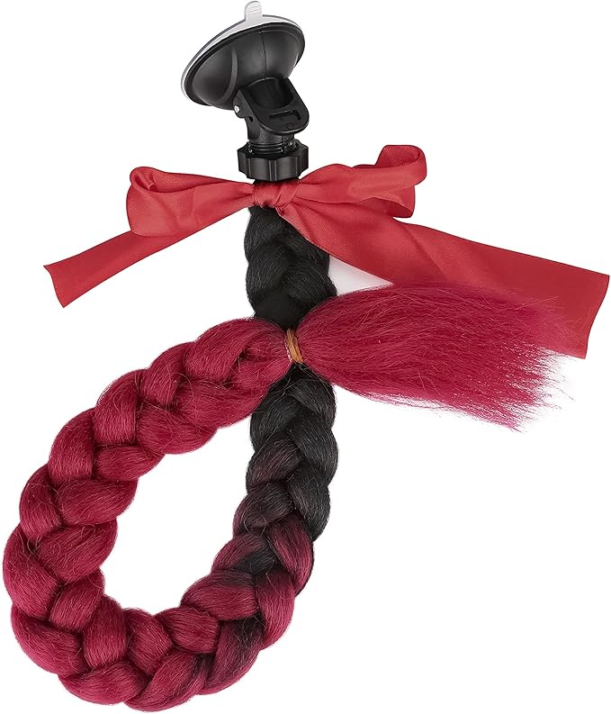SEGO 1PCS/2PCS Helmet Pigtail Braids with Detachable Suction Cup Bowknot Ponytail Hair Many Colors (Helmet not Included)