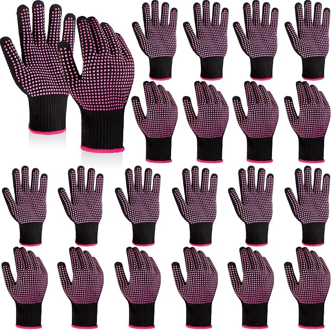 Suhine 20 Pcs Professional Heat Resistant Gloves for Hair Styling Curling Heat Resistant Work Gloves