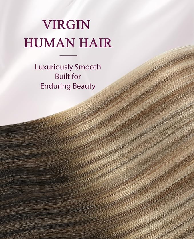 Pinkpearl Invisible Tape in Hair Extensions Human Hair, 20pcs 22inch 60g #2/6/18 Balayage Dark Brown to Chestnut Brown and Ash Blonde Injection Tape in Extensions Real Remy Human Hair Injected