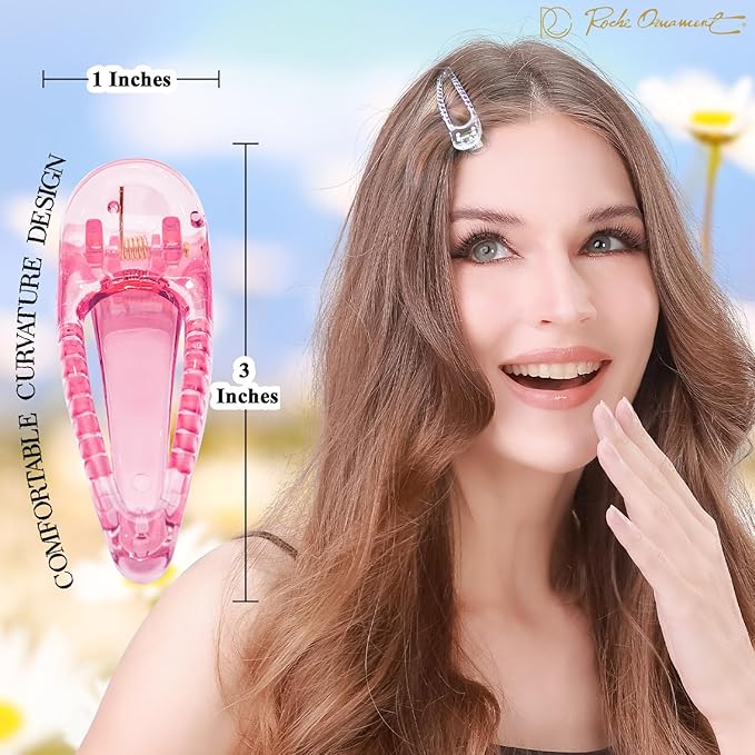 RC ROCHE 6 Pcs Small Flat Flip Hair Claw Clips for Women Alligator Duckbill Thick Hair Styling Barrette Strong Side Slide Jaw Plastic No Slip, Small Transparent Multicolor