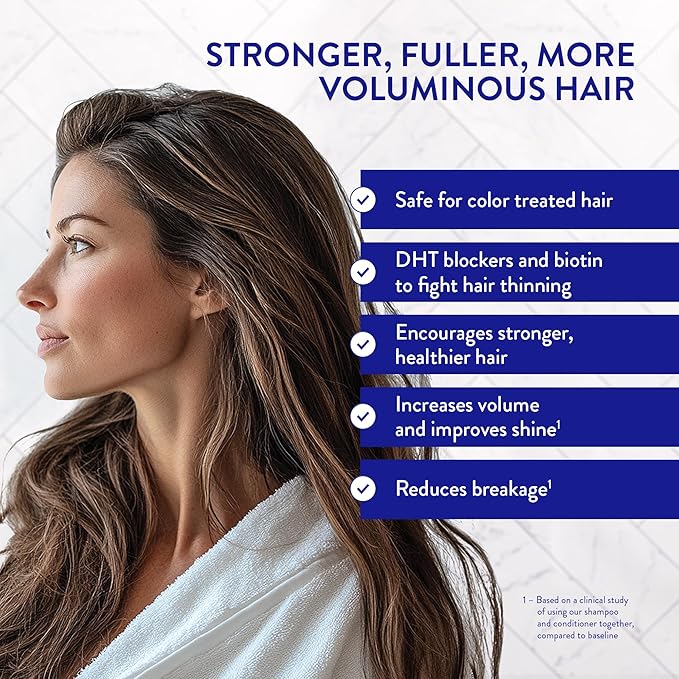 Routine Wellness 1 Liter Anti-Thinning Volumizing Shampoo and Conditioner Set for Thinning Hair & Hair Loss - Grow Your Confidence with Biotin & DHT Blockers - 1 Liter Cucumber Set