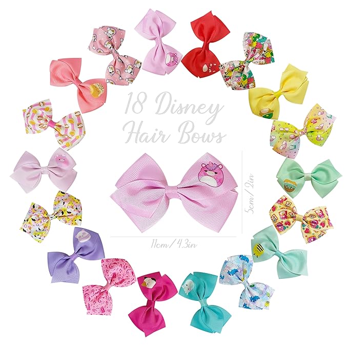 LUV HER Special Squishmallows Hair Accessories for Girls -18pc Hair Bow with Aligator Clips, Age 8+