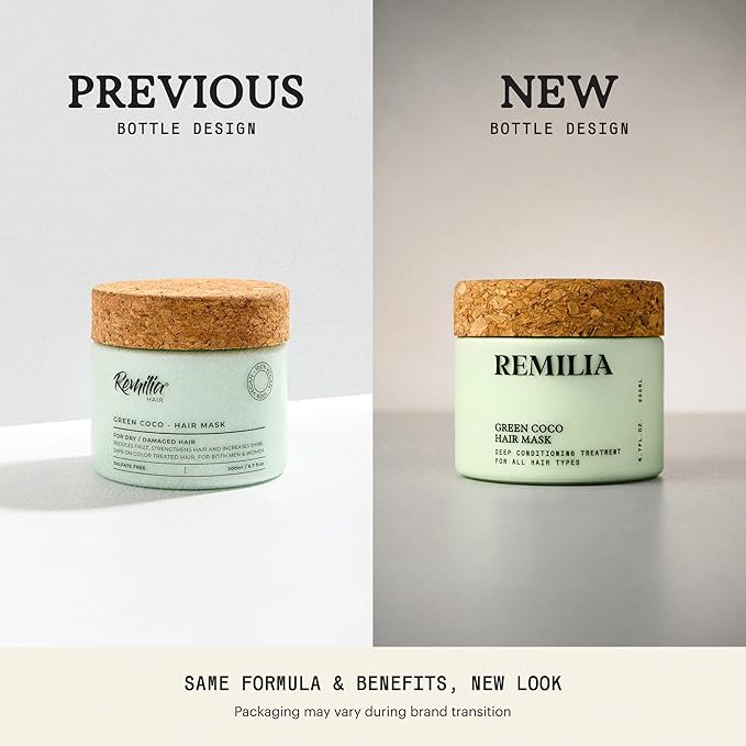Remilia Hair Mask for Damaged Hair - Rice Protein Treatment - Deep Conditioning Mask, Volumizing & Repairing, Vegan, Made in USA 6.7 fl oz