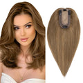 SEGO Real Human Hair Topper for Women No Bangs, Hair Topper with Anti-Slip Clips (10 Inches Light Brown)