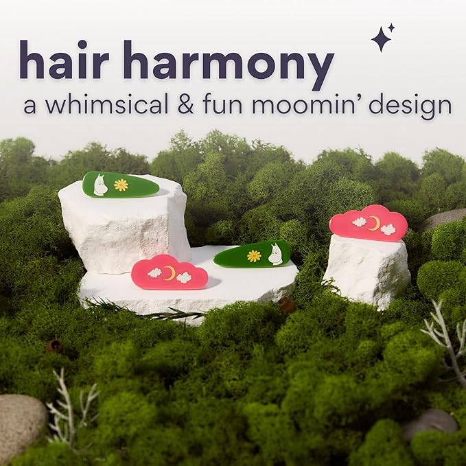 dearcloud Moomin Crease-Free Hair Clips Set of 4 – Gentle, Teeth-Free & Secure Hold (Hair Harmony)