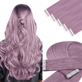 YoungSee Tape Hair Extensions Light Purple Long Hair Extensions Tape in 22 Inch Invisible Tape in Hair Extensions Human Hair Purple for Experimenting colors