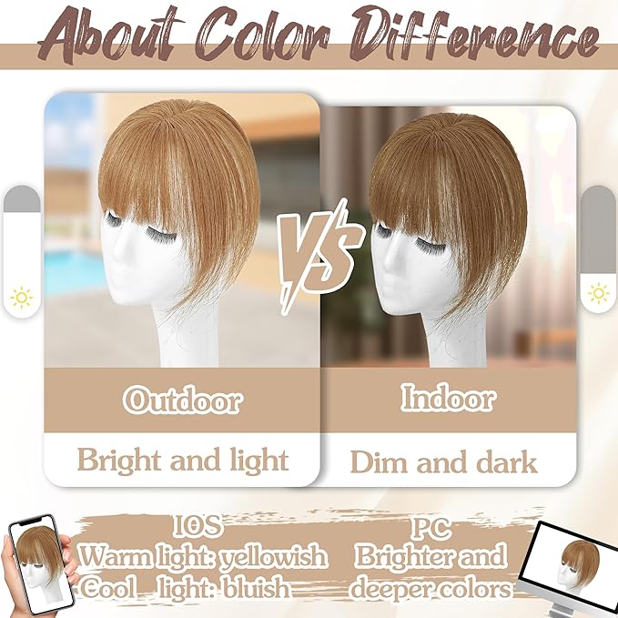 Hair Toppers for Women Real Human Hair - 360° Coverage Light Brown Clip In Topper with Bangs for Thinning Hair Upgraded 5×9 cm Silk Base Ideal for Everyday Use
