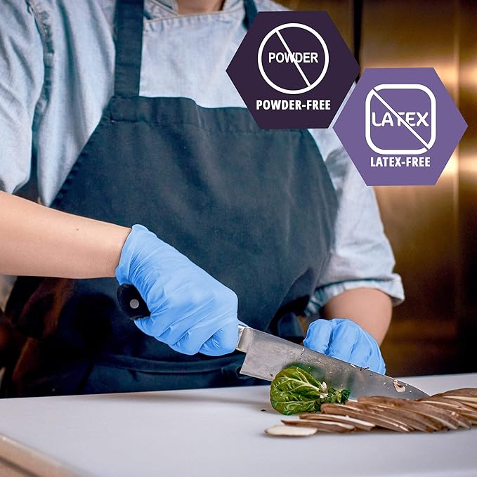 MED PRIDE Disposable Powder Free Non Latex Single Use Medical Exam Gloves, Nitrile Vinyl Blend for Cleaning and Food Handling