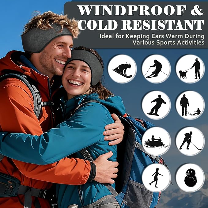 beister Ear Warmers for Women and Men, Fleece Winter Running Headbands with Ear Muffs, Windproof Thermal for Outdoor Sports
