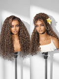 LUVME HAIR 7x6 HD Lace All-Day Comfort Wig PartingMax Lace Wigs Water Wave Curly Lace Front Wigs Human Hair Pre Cut Plucked Lace Frontal Glueless 20 Inches Hlighlight Color