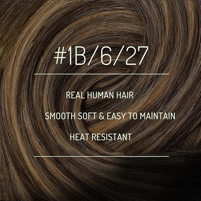 RUNATURE Balayage Clip in Hair Extensions Real Human Hair, Remy Hair Extensions Clip Ins, Double Weft Human Hair Clip in Extensions, 16 Inch 120g 7pcs #1B/6/27 Black Rooted to Brown Highlight Blonde