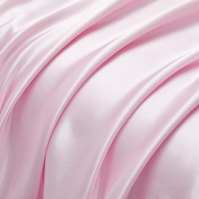 Pink Satin Pillowcase Queen Size Set of 2 for Hair and Skin,Pink Silk Pillowcase Breathable Pillowcase with Envelope Closure