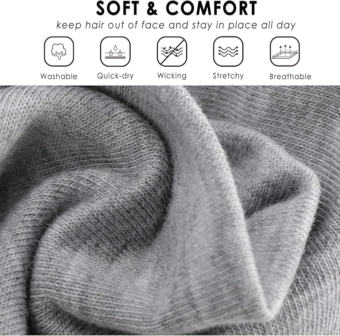 Workout Headbands for Women Hair 9 Pcs Non Slip Cotton Like Head Bands for Girls 2.5 inch Wide Soft Elastic Cloth Athletic Sweat Hair Women Bands