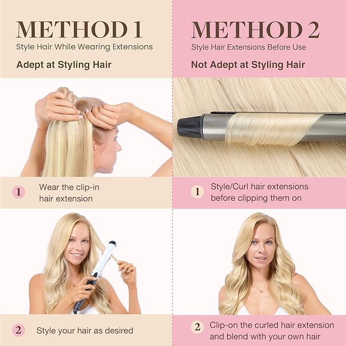 GOO GOO Clip in Hair Extensions Real Human Hair, Remy Human Hair Extensions Clip ins for Women, Natural Human Hair, 18inch 110g 7Pcs, 22F Light Golden Blonde