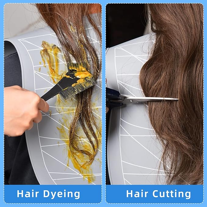 Professional Hair Cutting Cape with Geometric Grid Pattern, Longer Silicone Waterproof Cutting Mat,Neck Guide