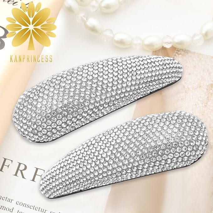 2PCS Rhinestone Hair Clips,Snap Hair Accessories,Decorative Hair Clips,Rhinestone Barrettes For Women Girls(SET13)