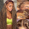 Honey Blonde Deep Wave Lace Front Wigs Human Hair 200 Density 13x6 HD Lace Front Wigs Ombre Human Hair Wig Glueless P4/27 Highlight Wig for Women Pre Plucked with Natural Hairline (24 Inch)