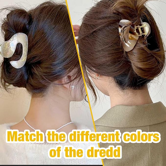 2PS Marble Pattern Hair Clips for Women - Non-Slip Grip Metal Claw Clip, Geometric Design Hair Accessories for Thin/Thick Hair, Cute Hair Styling Barrettes, 2.36 Inch
