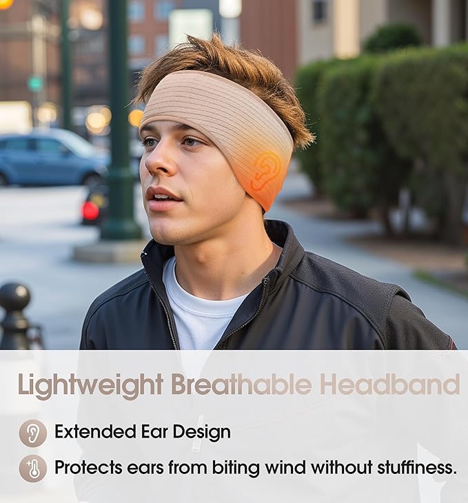 SUNMECI Lightweight Soft Fleece Headband - Breathable Ear Muffs for Men Women in Winter Running Cycling Ski Comfortable Warm for Clod Weather Sports