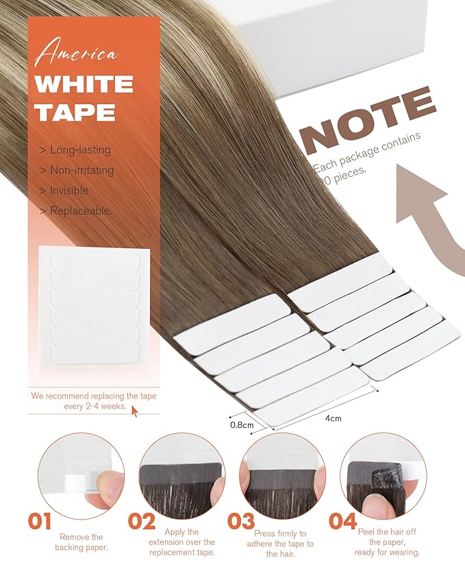Sunny Hair Tape in Hair Extensions Human Hair, Human Hair Tape in Extensions Light Brown Balayage Blonde Hair Extensions Real Human Hair Tape in 14Inch 50g
