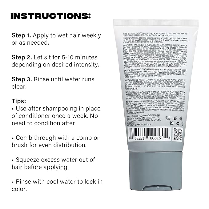 Good Dye Young Color Depositing Mask, DYEposit Color Depositing Conditioner, Toning Treatment, Tone & Enhance Color-Treated Hair - Semi Permanent Hair Dye, Vegan and Cruelty-Free (Silver) 4 fl oz