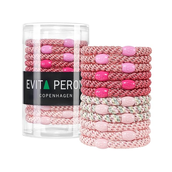 EVITA PERONI 12 Pcs Hair Ties, High Elastic Ponytail Holders, Hair Ties No Damage for Thick Curly Hair Women Men (Berry Coulis)