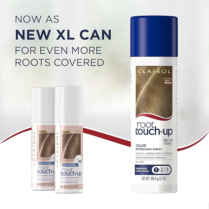Clairol Root Touch-Up by Nice'n Easy Temporary Hair Coloring Spray, Light Brown Hair Color, Pack of 2
