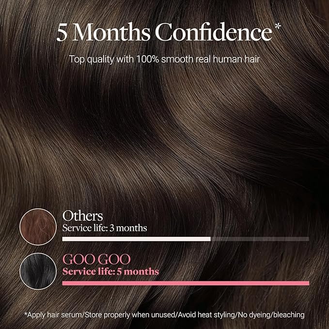 GOO GOO Genius Tape in Hair Extensions, Hand Tied Tape Weft, 4A Chocolate Brown, 20inch 50g 20pcs, Remy Human Hair, Seamless Invisible Tape, Natural Blend, Lightweight