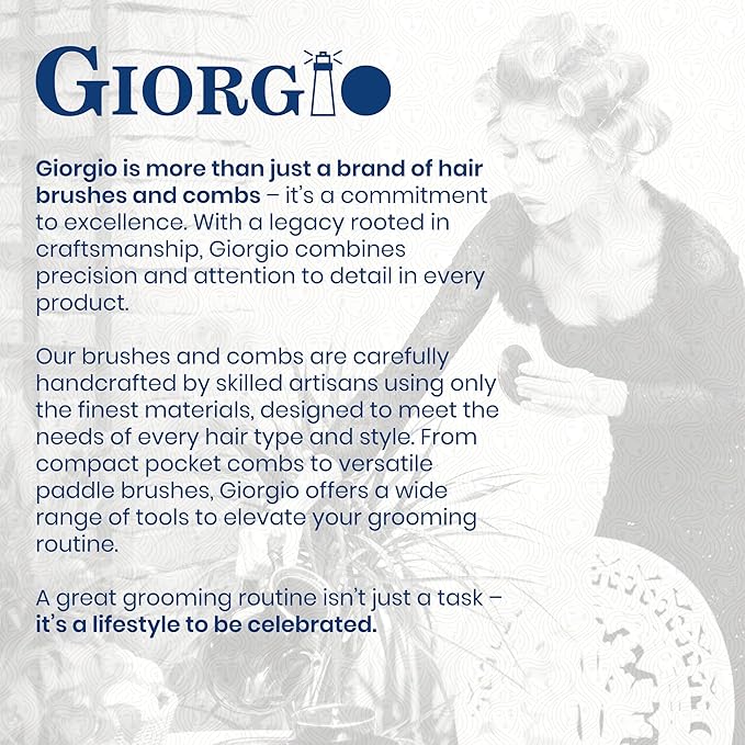 Giorgio G37 Large Coarse Detangler Comb, Wide Teeth for Thick, Curly, or Wavy Hair – For Wet and Dry Use, Handmade Rake Saw-Cut from Polished Cellulose (Tortoiseshell)