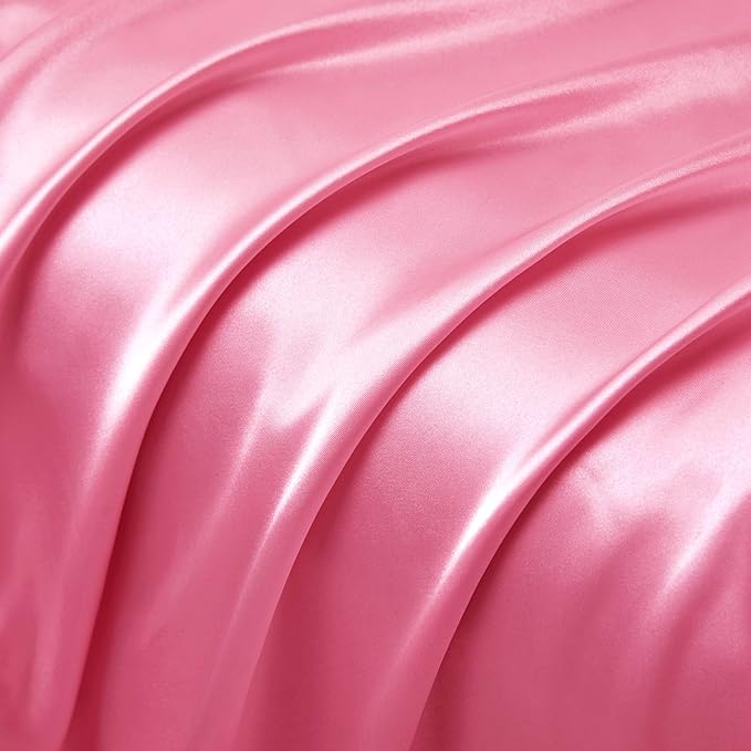 Peach Red Satin Pillowcase Standard Set of 2 with Envelope Closure，Peach Red Silk Pillowcase for Hair and Skin (20x26)