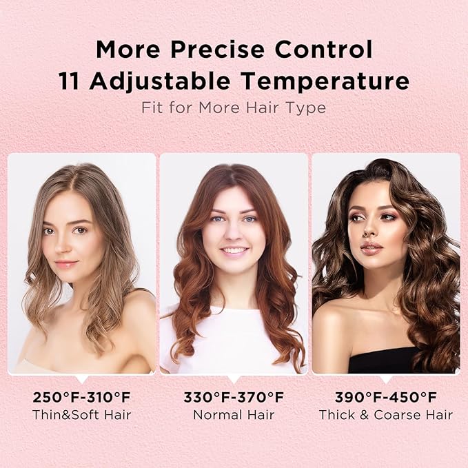 Prizm Nano Titanium Automatic Rotating Curling Iron 1 Inch Worldwide Dual Voltage Curling Wand 11 Temperature Hair Iron Effortless Curls Spinning Barrel LCD Display Negative Ions 360° Swivel Cord