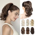 Ponytail Extension - 14" Claw Clip in Ponytail Hair Extensions Natural Soft Synthetic Layered Wavy Pony Tail Hair Pieces for Women - Medium Brown