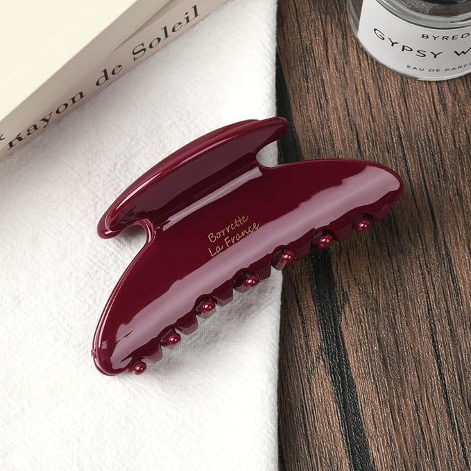 Red Hair Clips French Red Claw Clip Large Hair Claw Clips for Thick Hair Women Girls Tortoise Jaw Clips Strong Hold Durable French Banana Clip Accessories