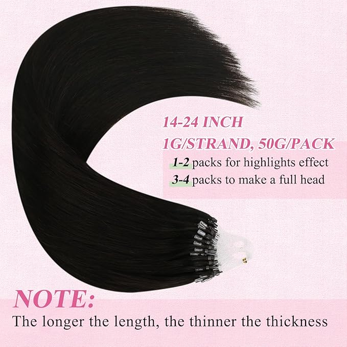 YoungSee Micro Link Hair Extensions Human Hair Dark Brown 14In Microbead Hair Extensions Darkest Brown Micro Loop Hair Extension Real Human Hair Microring Hair Extension 50s 50g Short Hair